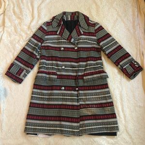 VTG Lanson all weather fair isles patterned  trench c…